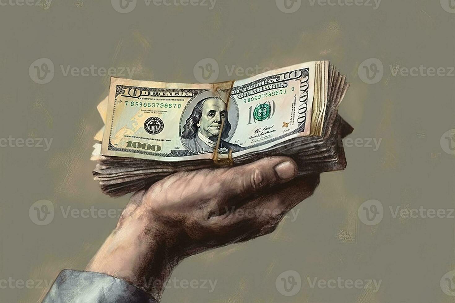 A hand holding a stack of cash, with a tax document , symbolizing the financial burden of tax season. Generative AI photo