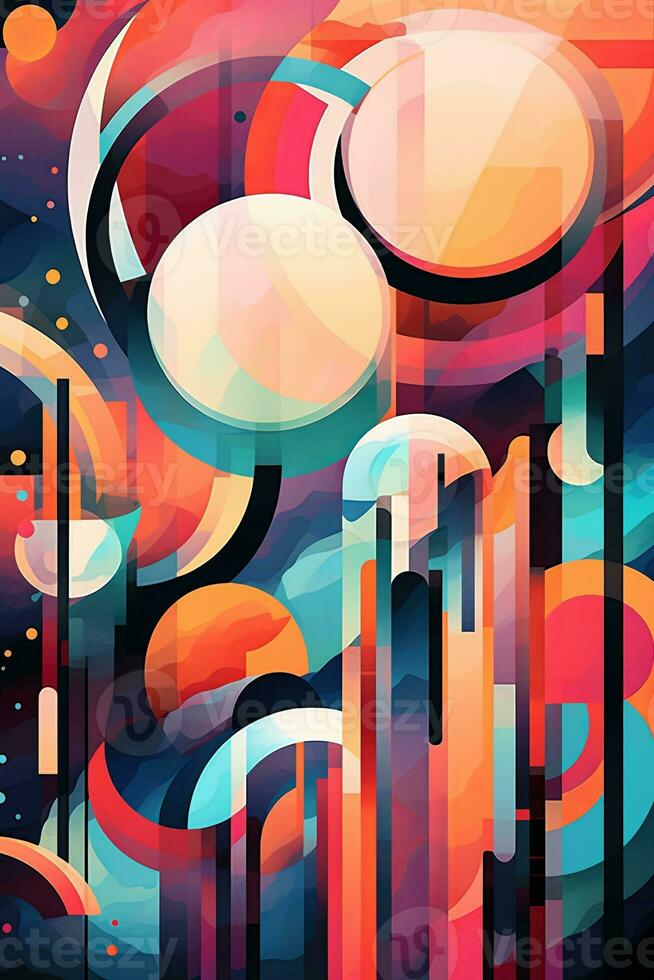 An abstract composition featuring colorful waves and shapes, symbolizing the pulsating beats and rhythm of dance music. Generative Ai photo