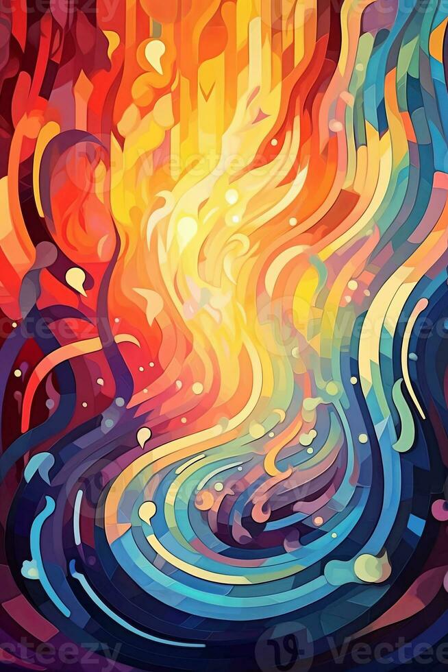 An abstract composition featuring colorful waves and shapes, symbolizing the pulsating beats and rhythm of dance music. Generative Ai photo