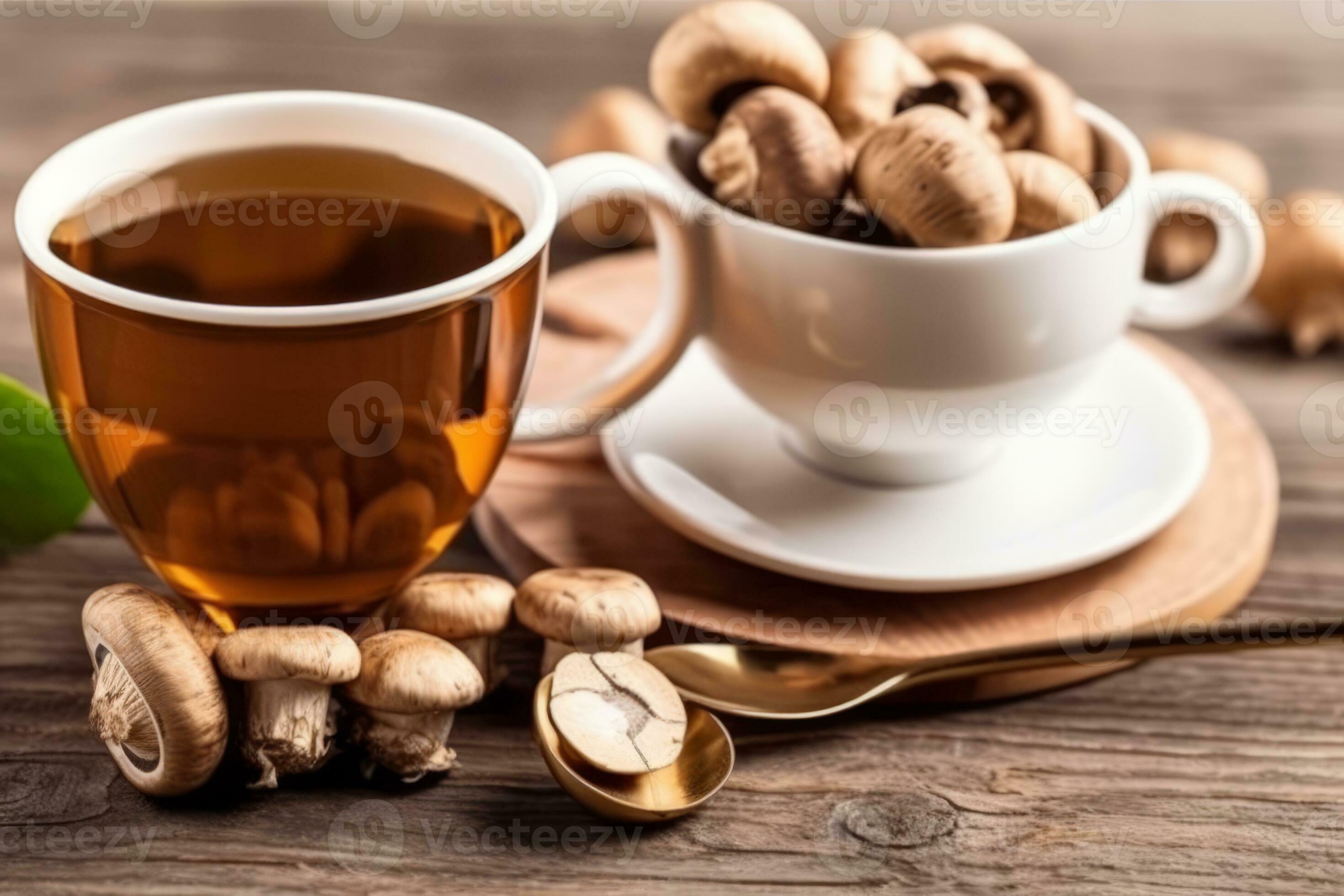 An image featuring a bottle of shiitake mushroom capsules alongside a