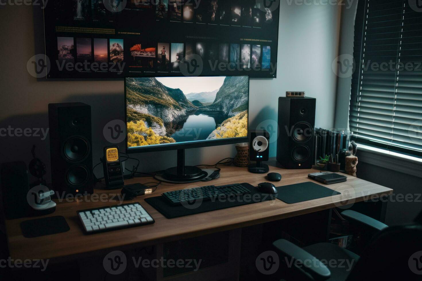Gen z essential workplace setup including multi monitor desktop
