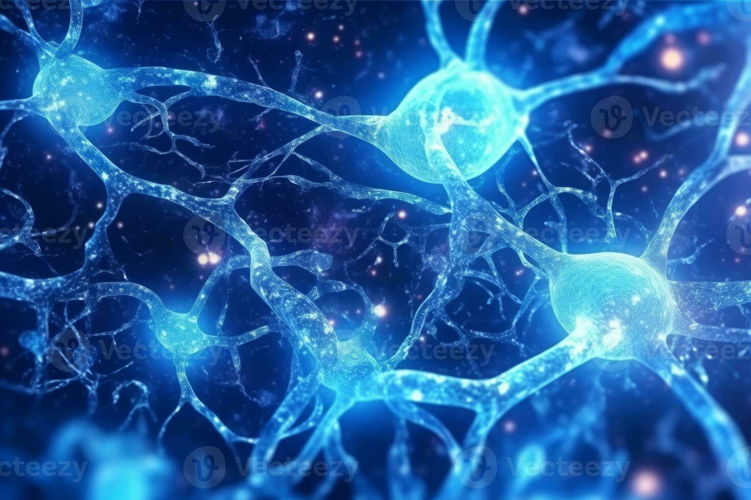 Glowing brain nerve cell. Specialized cell transmitting nerve impulses. System neuron of brain with synapses. Brain medicine biology. Generative AI photo