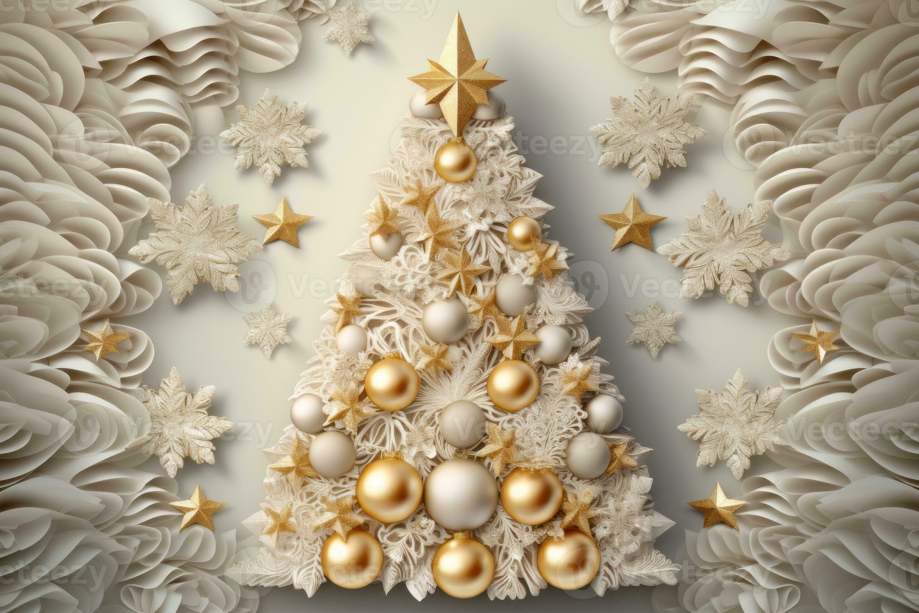 Download Festive Christmas Tree with Gold and Silver Decorations