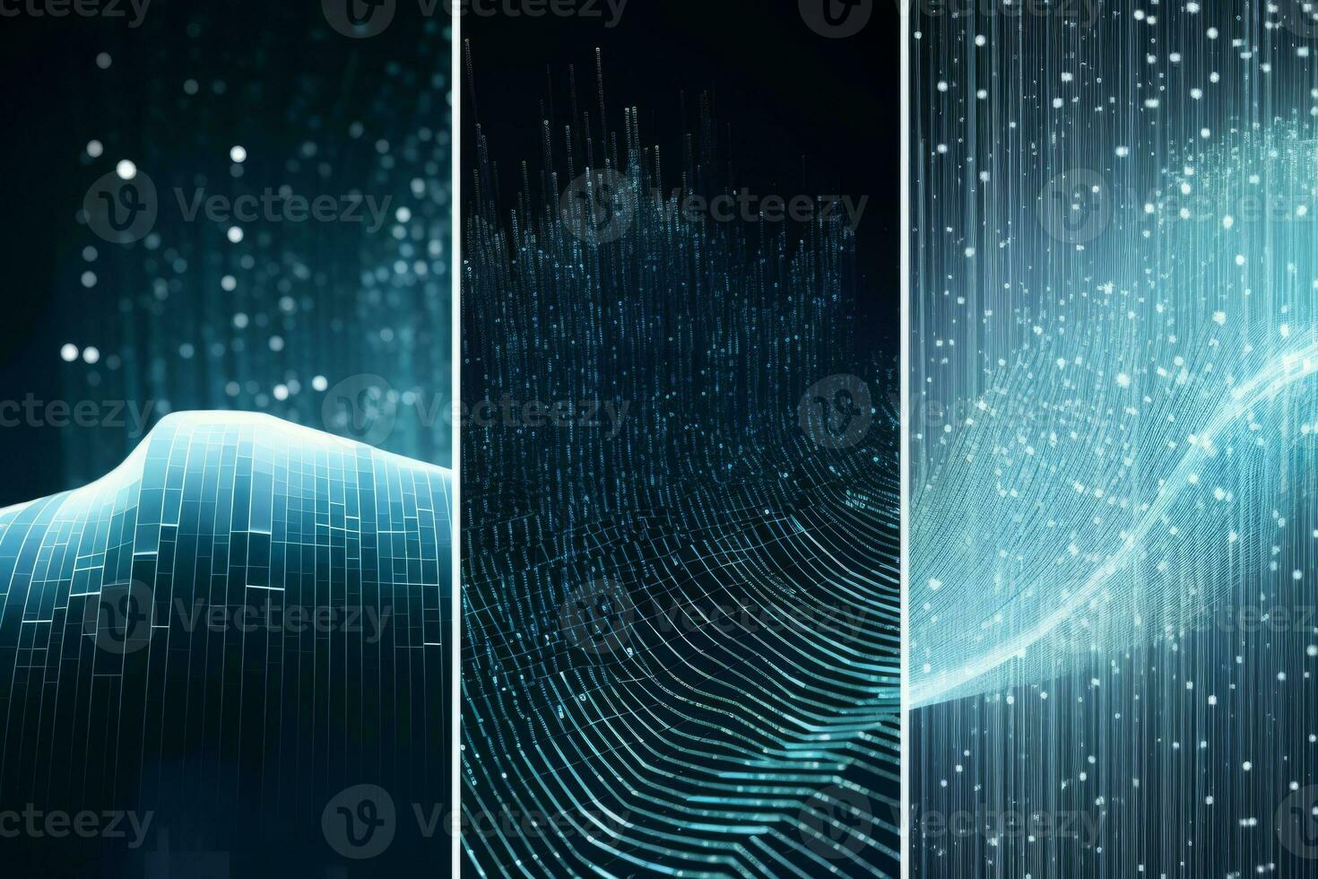 Patterns that suggest the idea of big data, movement and fast flowing bits and data transfer. concept of big data storage and cloud computing technology.Generative Ai photo