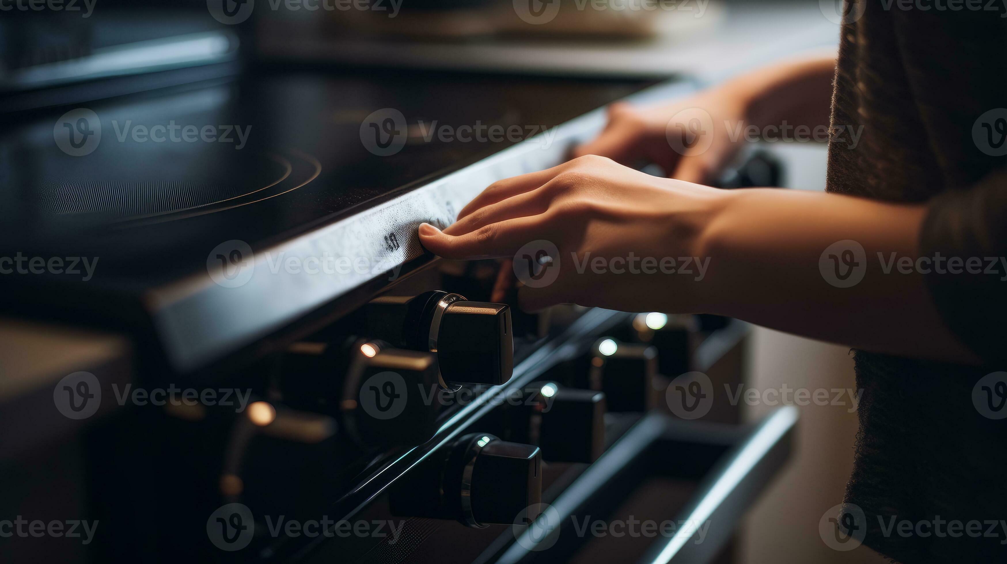 Hand switching on gas on a stove. Generative Ai 31549750 Stock Photo at ...