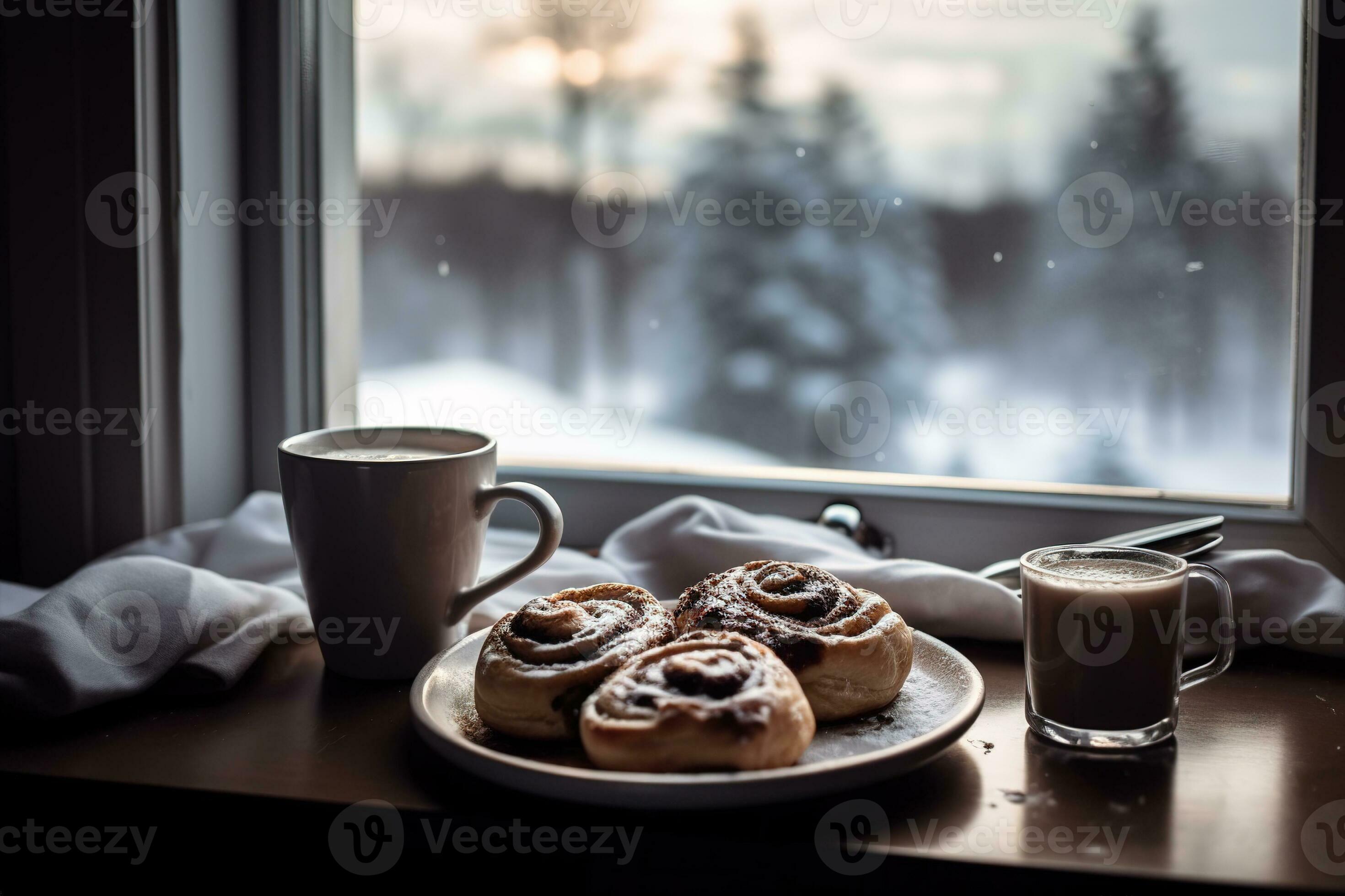 https://static.vecteezy.com/system/resources/previews/031/550/348/large_2x/a-cozy-morning-scene-of-a-steaming-mug-of-hot-chocolate-accompanied-by-a-plate-of-warm-gooey-cinnamon-rolls-set-on-a-windowsill-overlooking-a-peaceful-snow-covered-landscape-generative-ai-photo.jpg