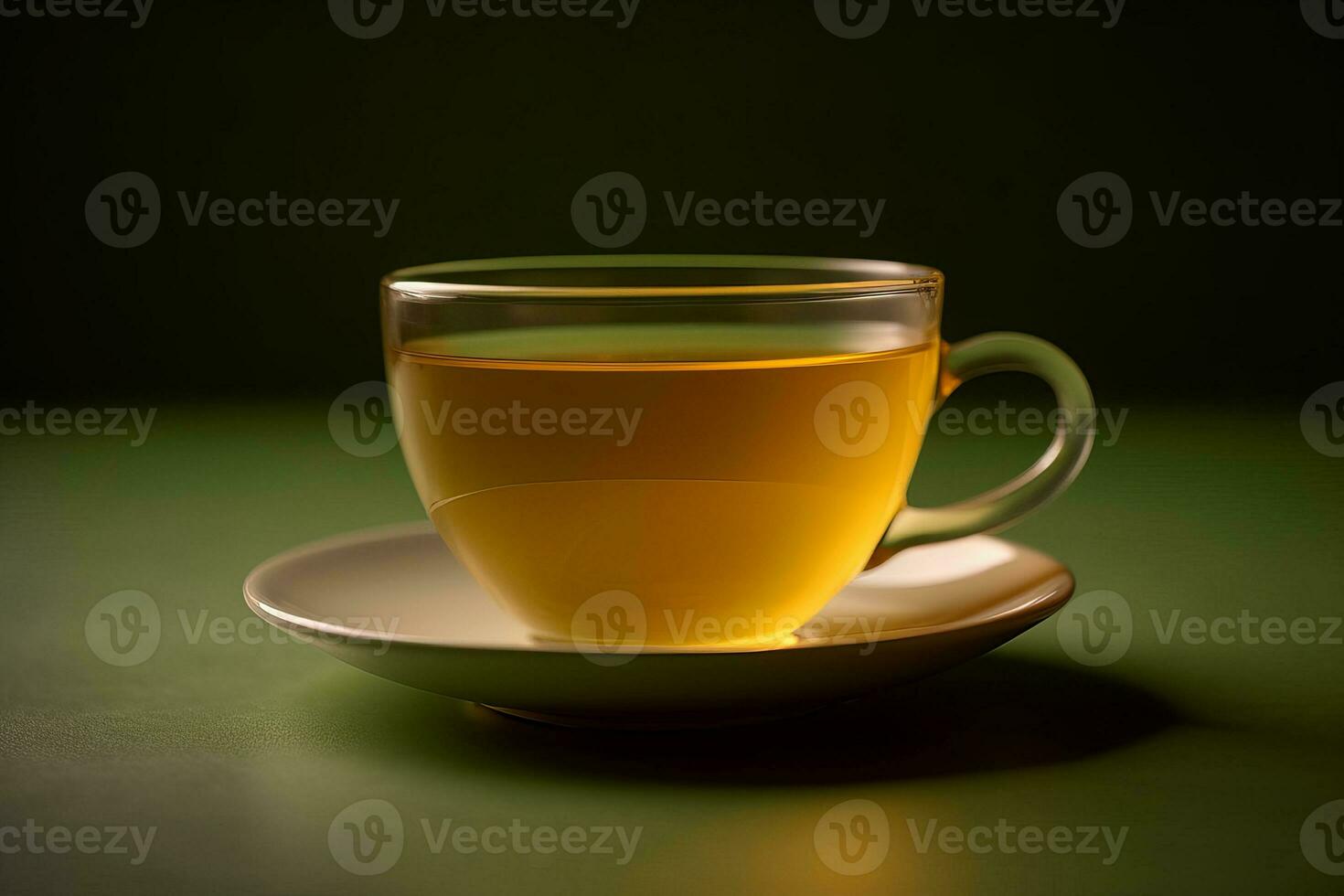 A cup of green tea, against a neutral background, with a sense of natural and healthy refreshment. Generative AI photo