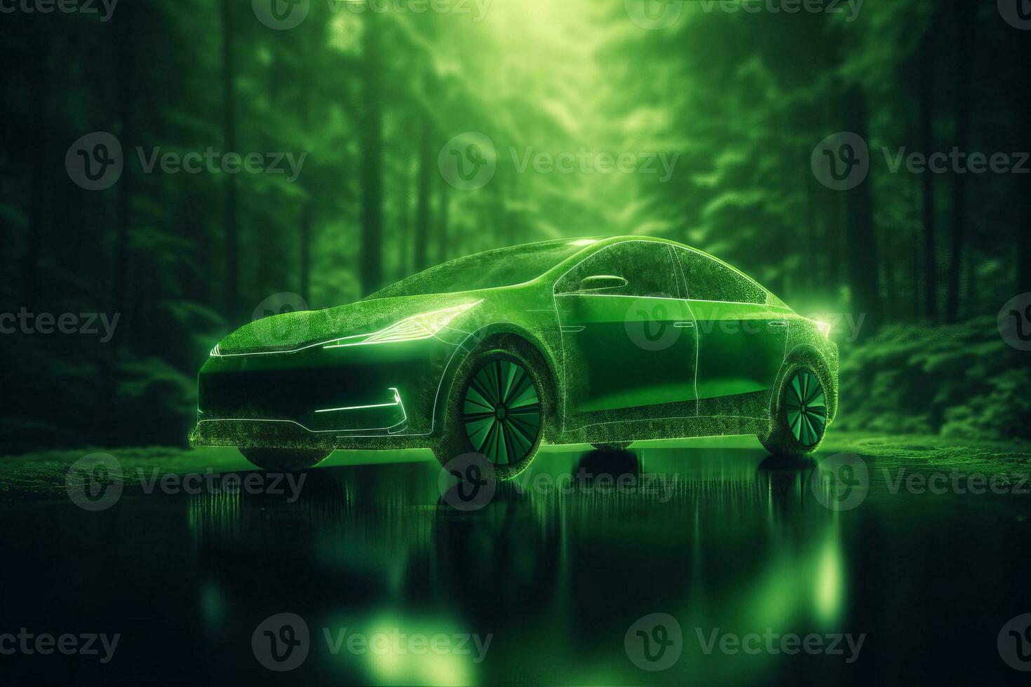 A photograph of a green technology, such as an electric car with a sense of innovation and sustainability. The image should convey a sense of progress and responsibility. Generative Ai photo