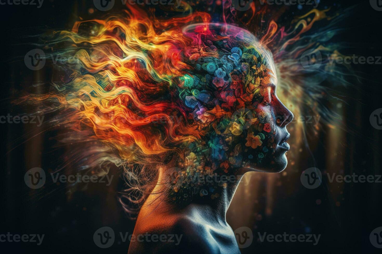 A psychotherapy practice, but the therapists use psychedelics like ketamine and MDMA-assisted therapy. Rapid healing of trauma, depression and anxiety. Generative AI photo