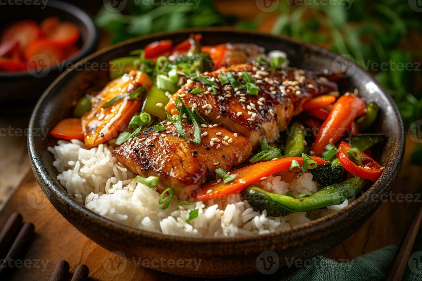 Asian-inspired summer fish stir-fry, showcasing tender, marinated fish