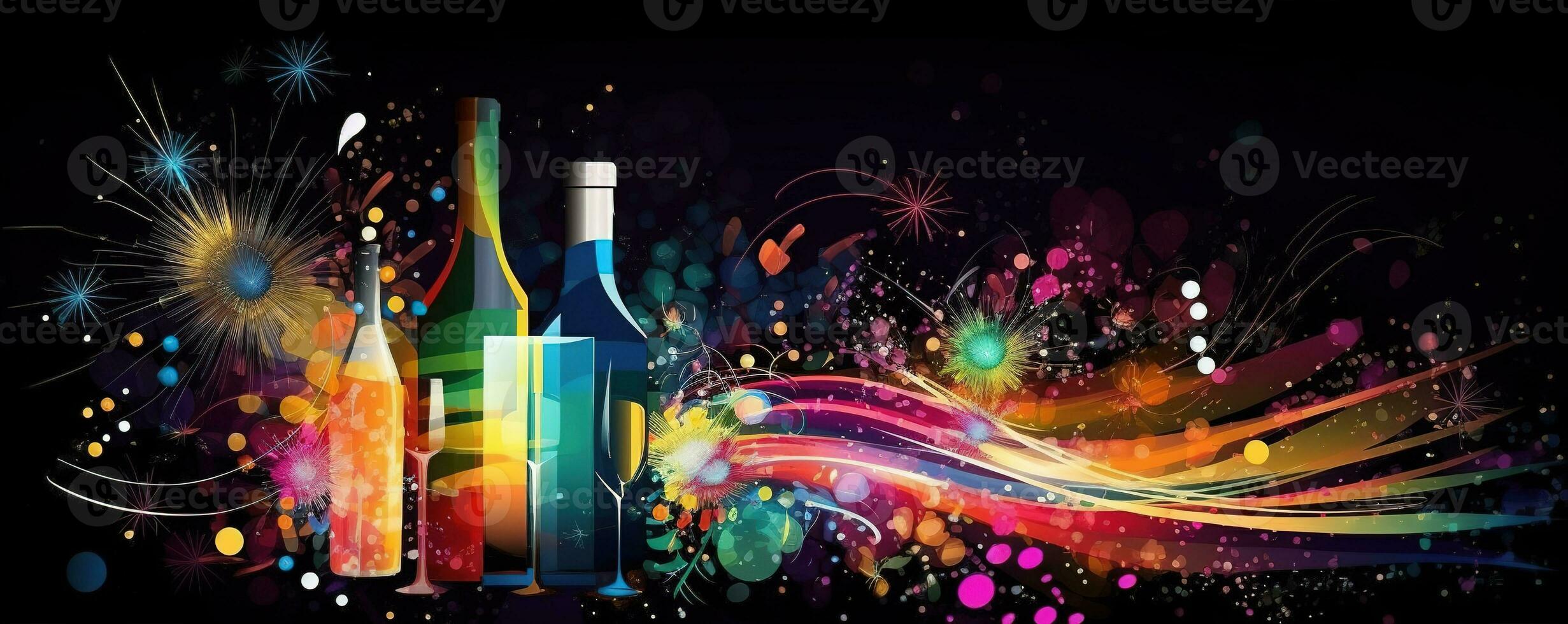 Abstract vector with colorful Christmas and New Year party. Concept dance party. Generative AI photo