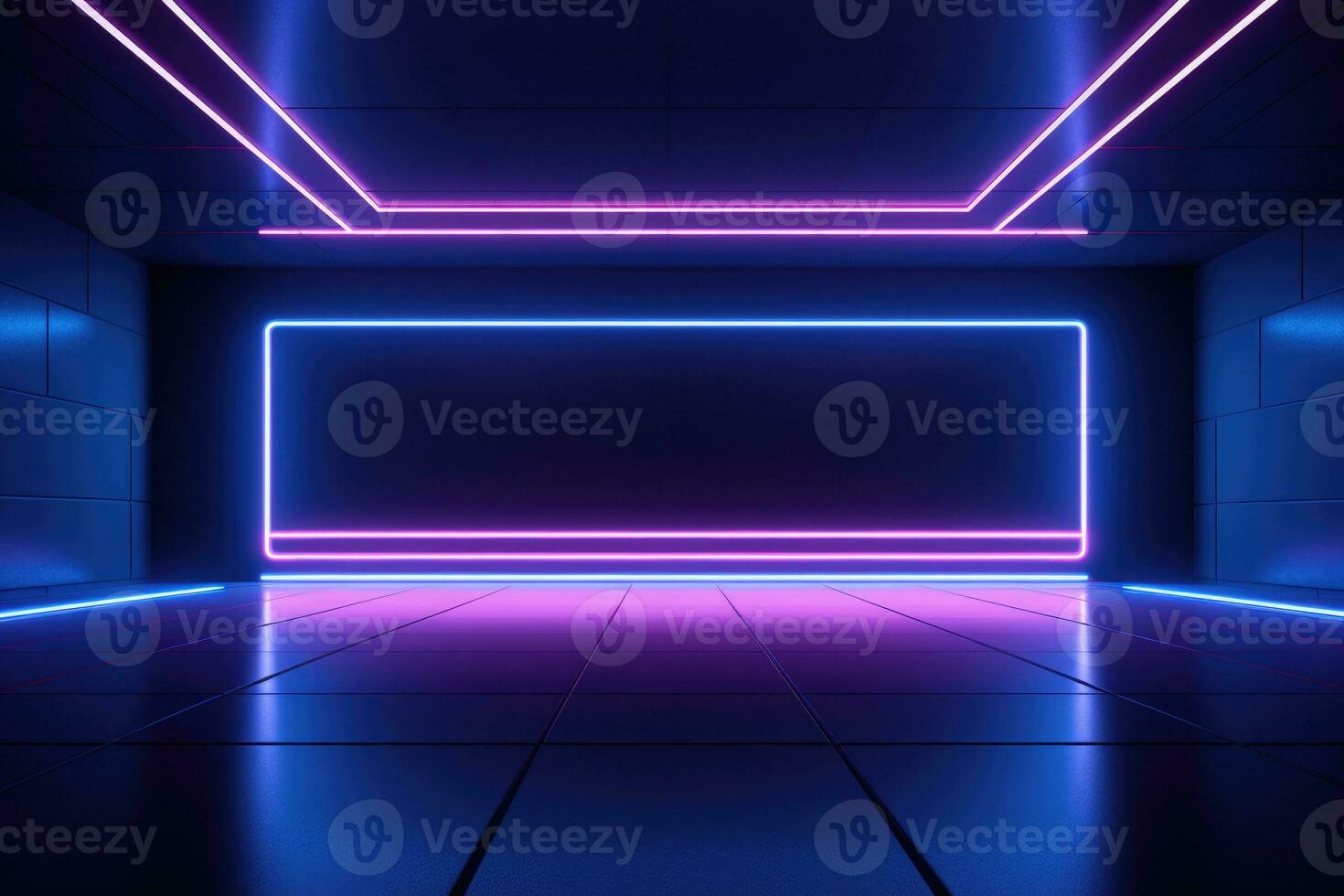 A space with neon lighting in blue and pink. AI Generated photo