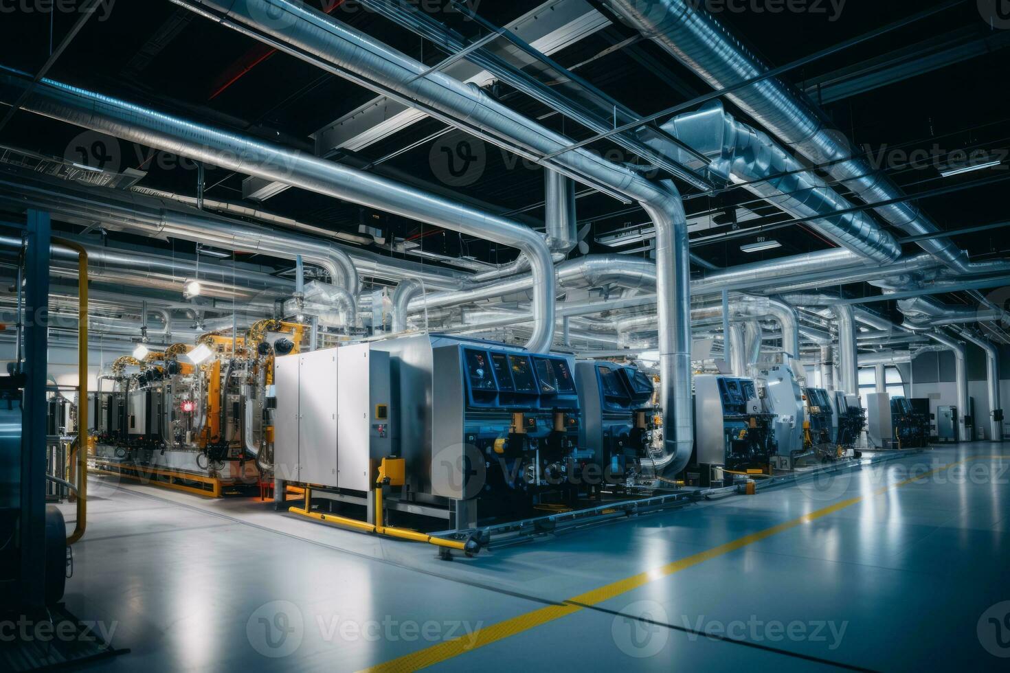 A factory powered by renewable energy sources, highlighting sustainability in manufacturing. Generative Ai photo