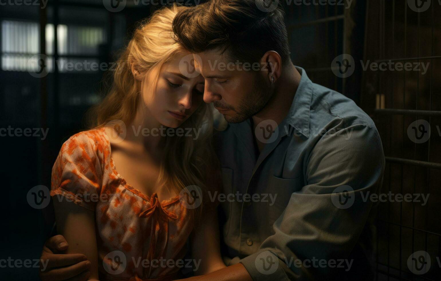 A heartwarming image of an inmate embracing their loved one during a prison visit, evoking emotions of hope and connection. Generative Ai photo