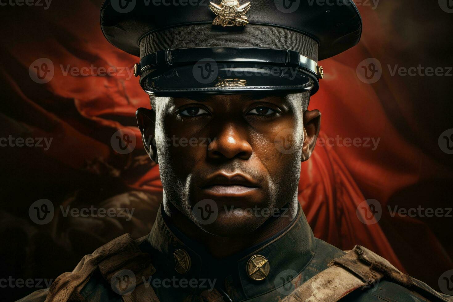 A confident marines in crisp uniform saluting against a dramatic sunrise backdrop, symbolizing honor and dedication. Generative Ai photo
