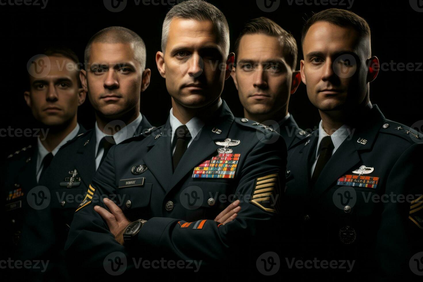 Respected veterans in uniform, showcasing their years of service and experience. Generative AI photo
