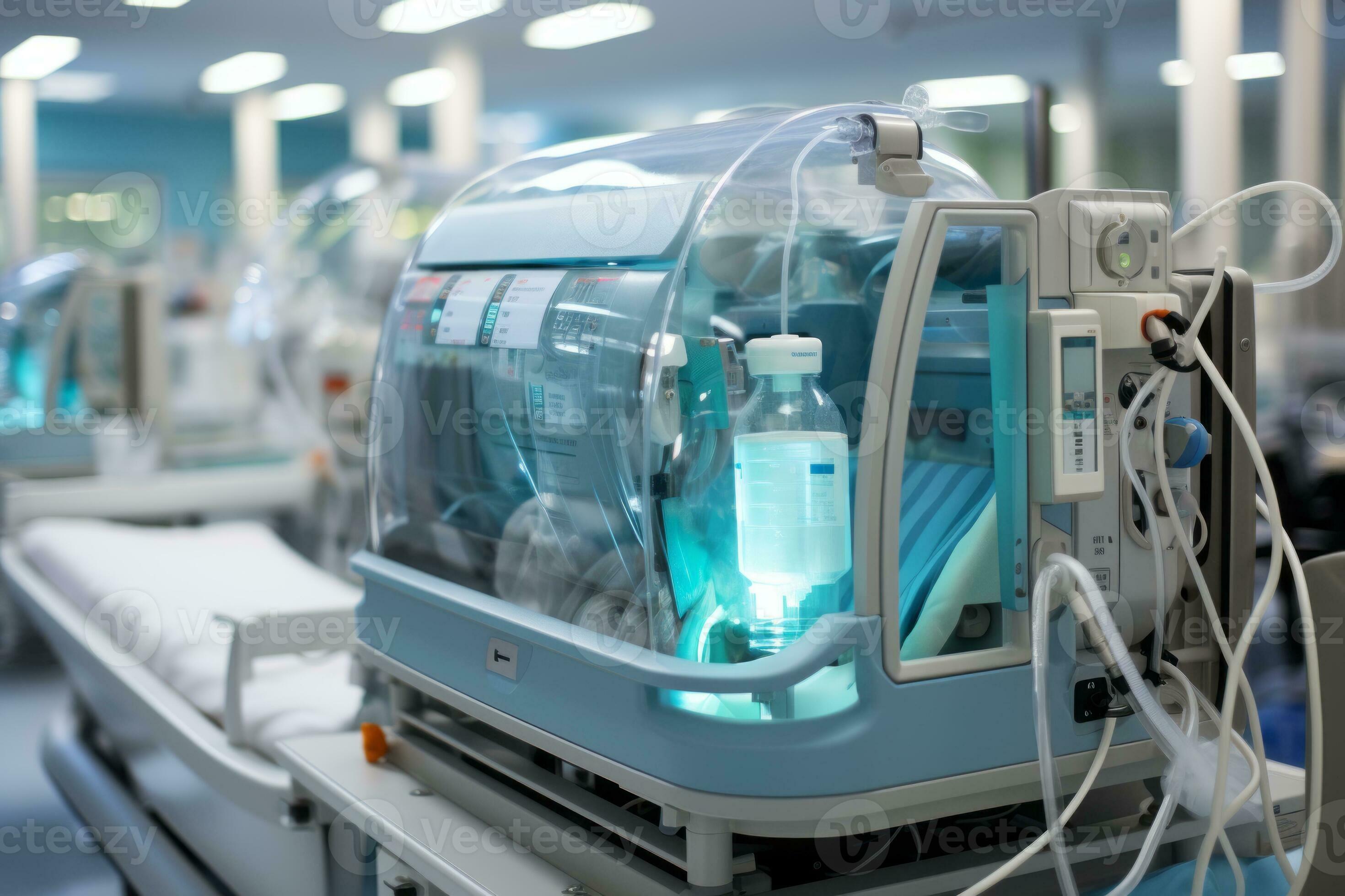 Intensive care unit, incubator for premature born, ventilator for