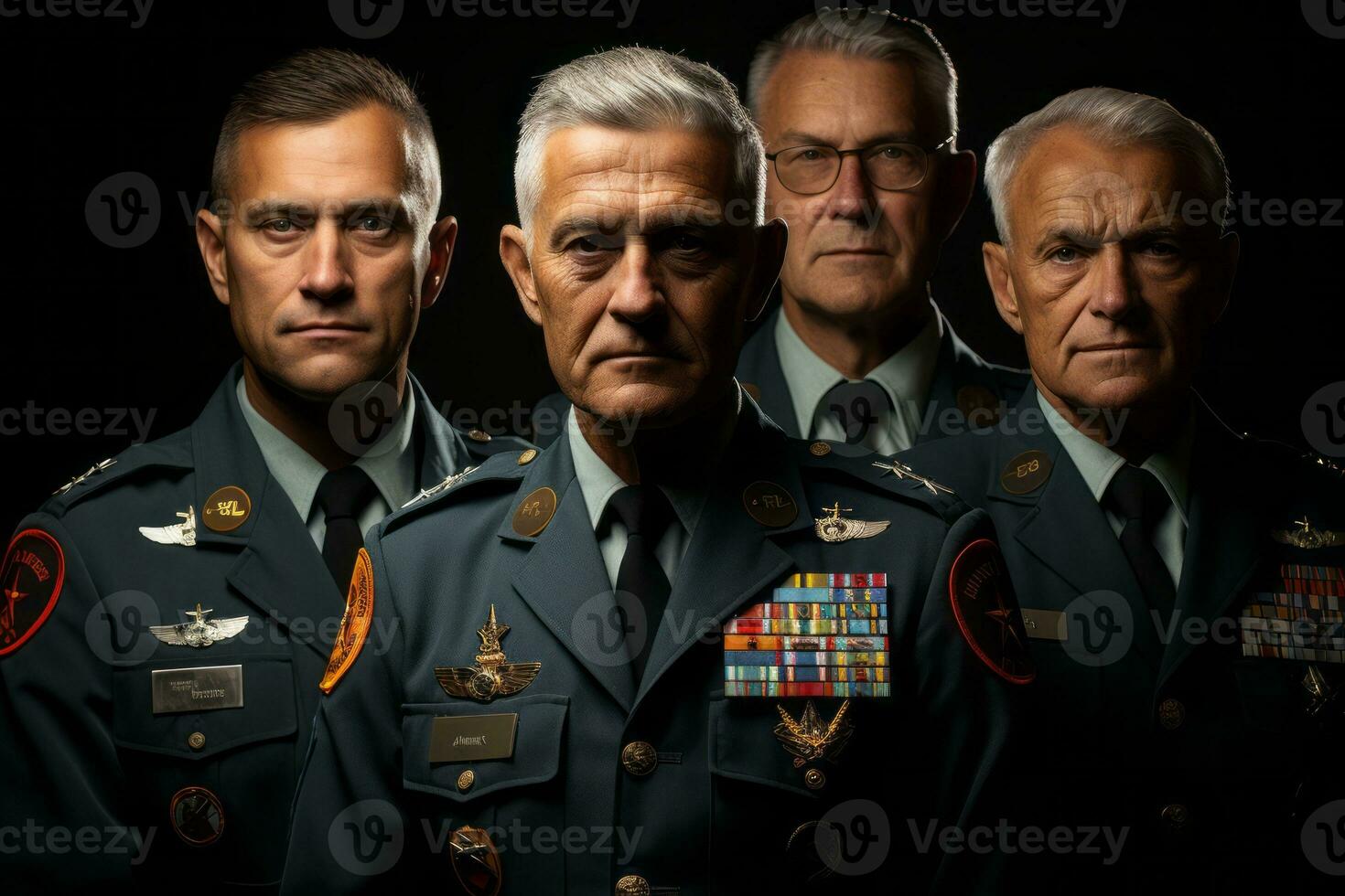 Respected veterans in uniform, showcasing their years of service and experience. Generative AI photo