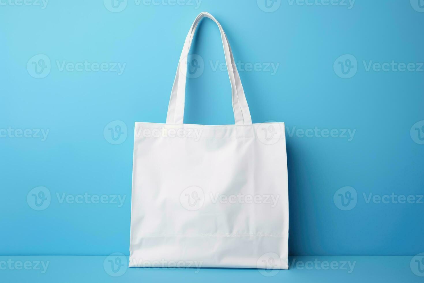 Mock-up of a white fabric bag with handles. AI generated photo