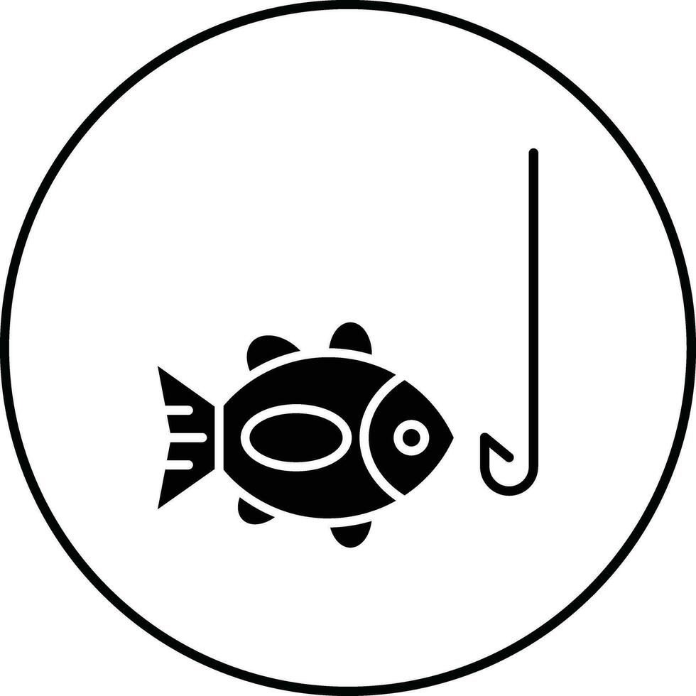 enganchado pescado vector icono