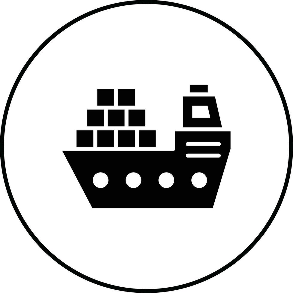 icono de vector de barco de carga