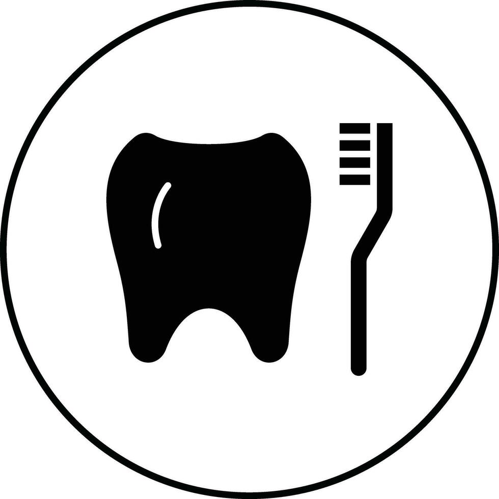 limpieza diente con cepillo vector icono