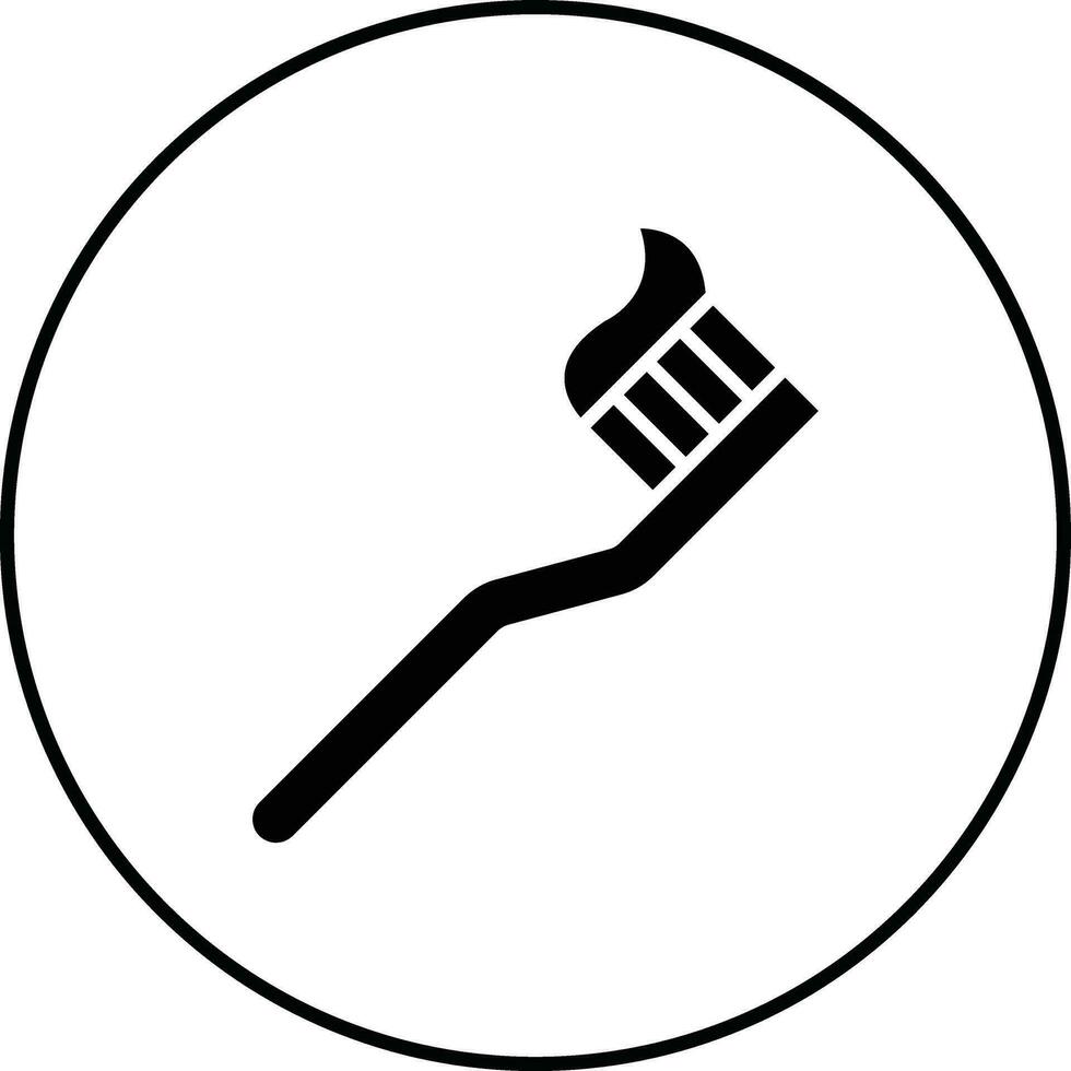 Tooth Paste on Brush Vector Icon