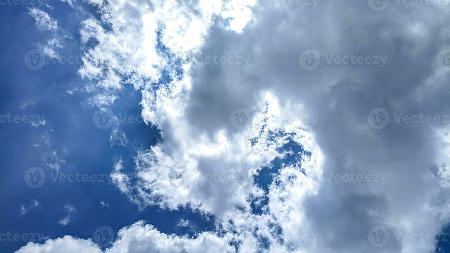 Blue sky with clouds in summer Background clear and cloudy in sunlight calm bright winter air Gloomy dazzling blue landscape in surroundings day horizon skyline view spring wind photo