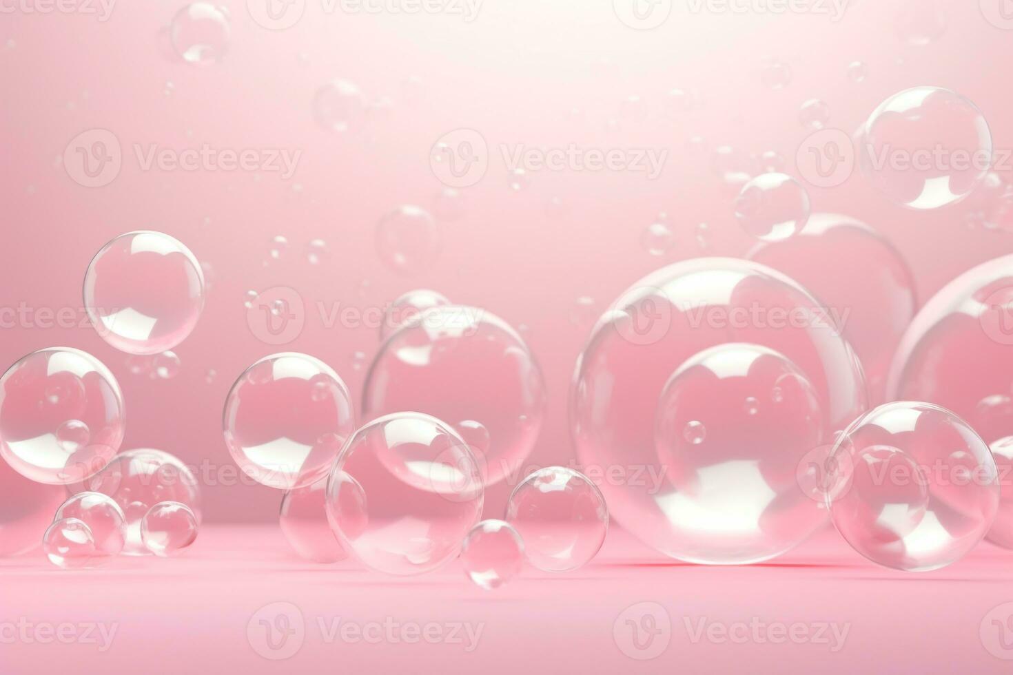 Close up of water with bubbles on a pink background for cosmetic background.Created with Generative AI technology. photo