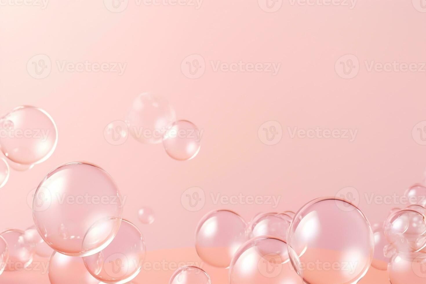 Close up of water with bubbles on a pink background for cosmetic background.Created with Generative AI technology. photo