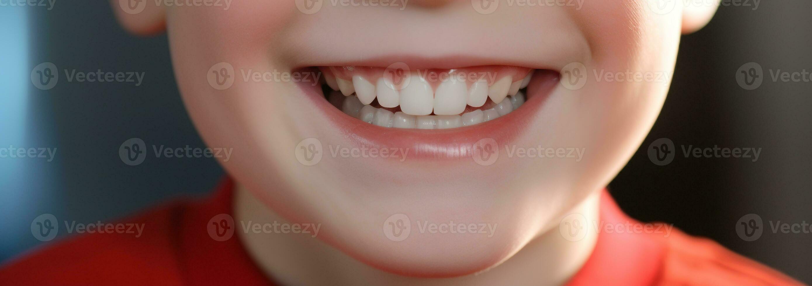 cerca arriba de un pequeño chico sonriente con limpiar dientes.salud concepto.creado con generativo ai tecnología. foto