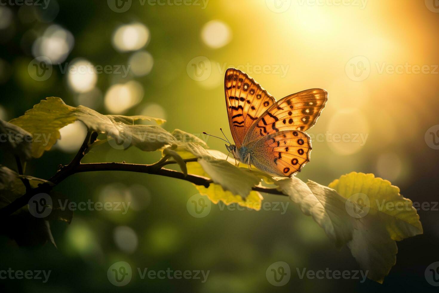 macro fotografía, mariposas en el flores con Mañana ligero con Copiar espacio.creado con generativo ai tecnología. foto