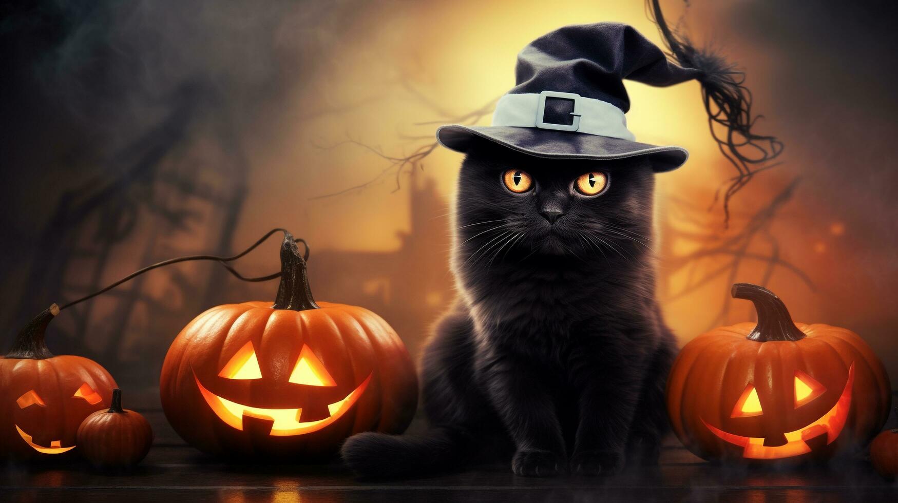 Cute Cat ,Halloween theme on isolated background.Happy Halloween concept.created with Generative AI technology photo