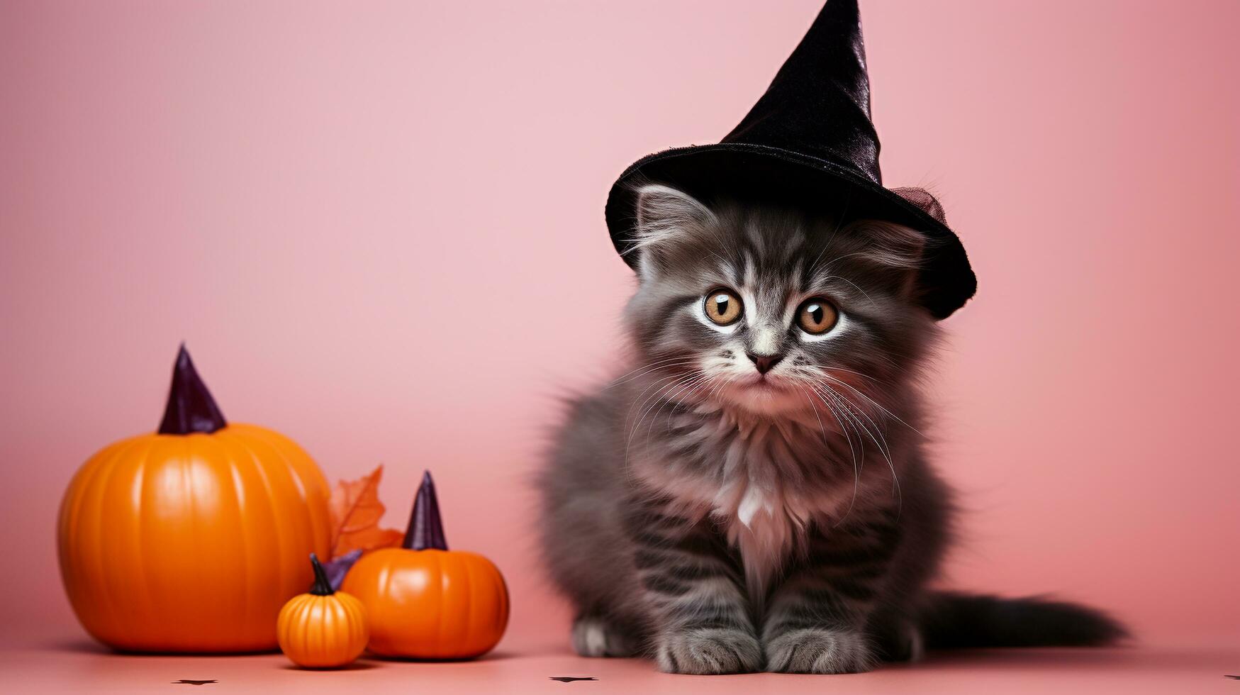 Cute Cat ,Halloween theme on isolated background.Happy Halloween concept.created with Generative AI technology photo