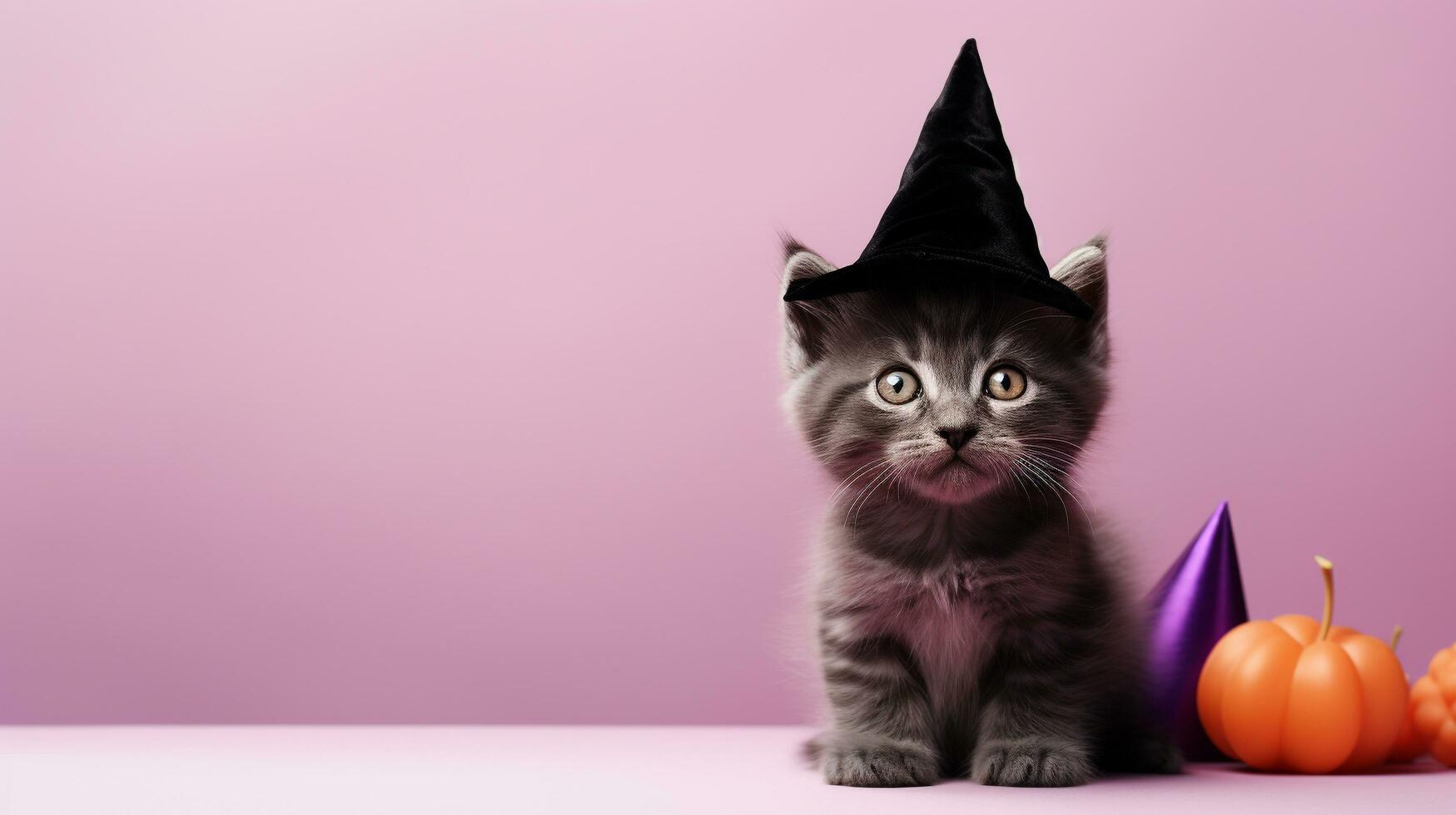 Cute Cat ,Halloween theme on isolated background.Happy Halloween concept.created with Generative AI technology photo