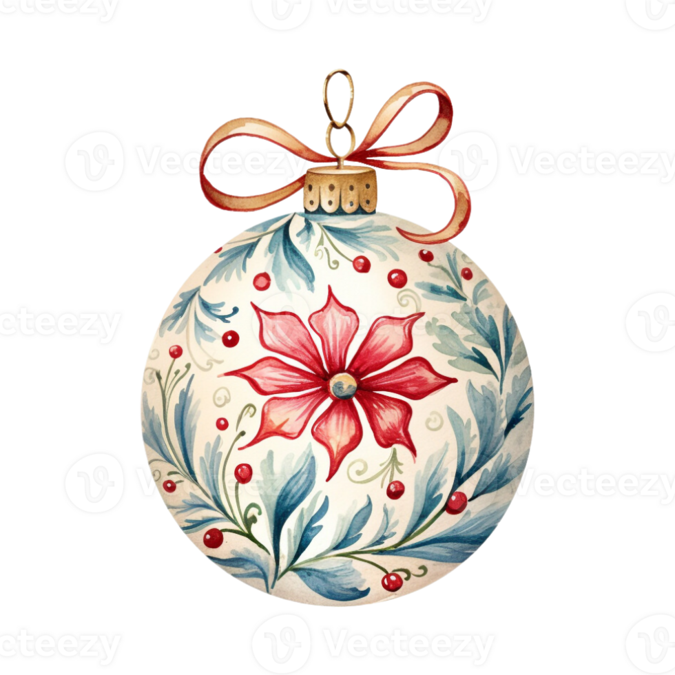 Kerstmis bal of Kerstmis ornament in stijl waterverf Aan geïsoleerd background.merry Kerstmis en gelukkig nieuw jaar concept.gemaakt met generatief ai technologie. png