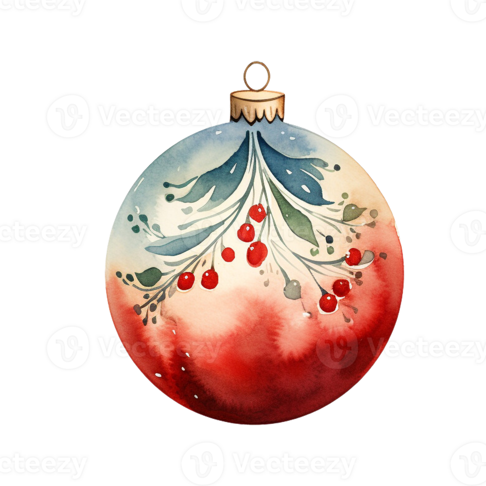 Christmas Ball or christmas ornament in style watercolor on isolated background.Merry Christmas and Happy new year concept.Created with Generative AI technology. png