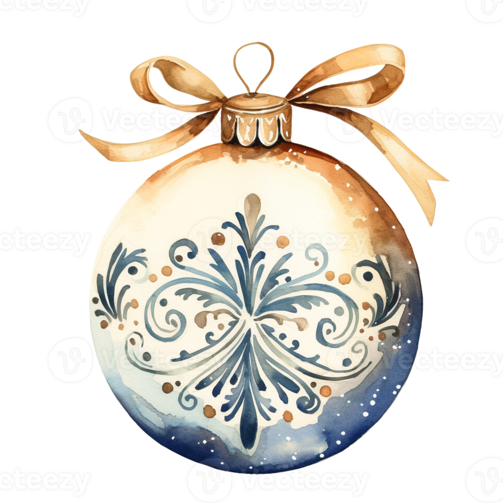 Kerstmis bal of Kerstmis ornament in stijl waterverf Aan geïsoleerd background.merry Kerstmis en gelukkig nieuw jaar concept.gemaakt met generatief ai technologie. png