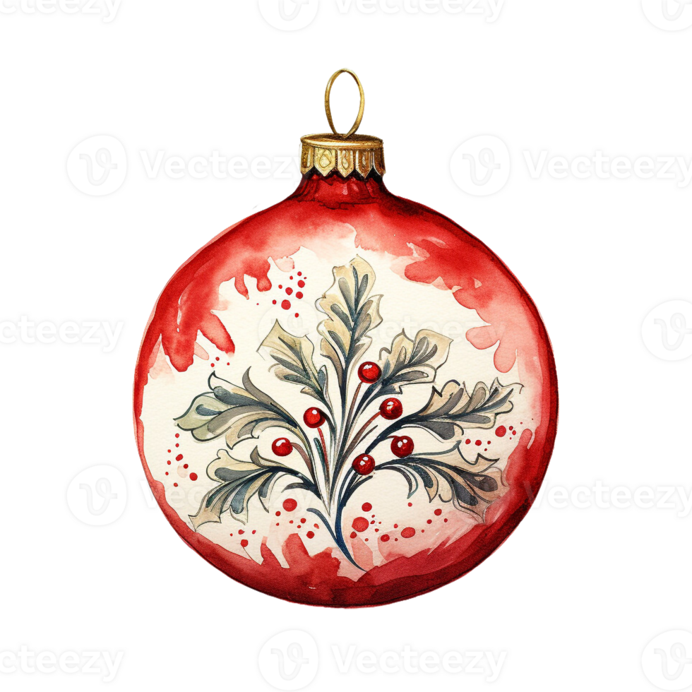 Christmas Ball or christmas ornament in style watercolor on isolated background.Merry Christmas and Happy new year concept.Created with Generative AI technology. png