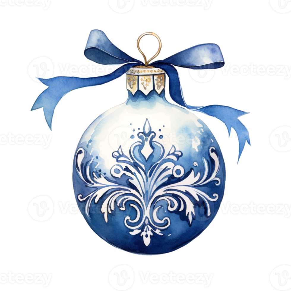Christmas Ball or christmas ornament in style watercolor on isolated background.Merry Christmas and Happy new year concept.Created with Generative AI technology. png