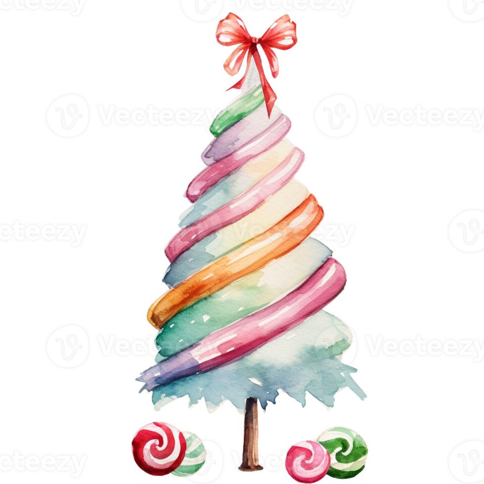 Kerstmis boom in stijl waterverf Aan geïsoleerd background.merry Kerstmis en gelukkig nieuw jaar concept.gemaakt met generatief ai technologie. png