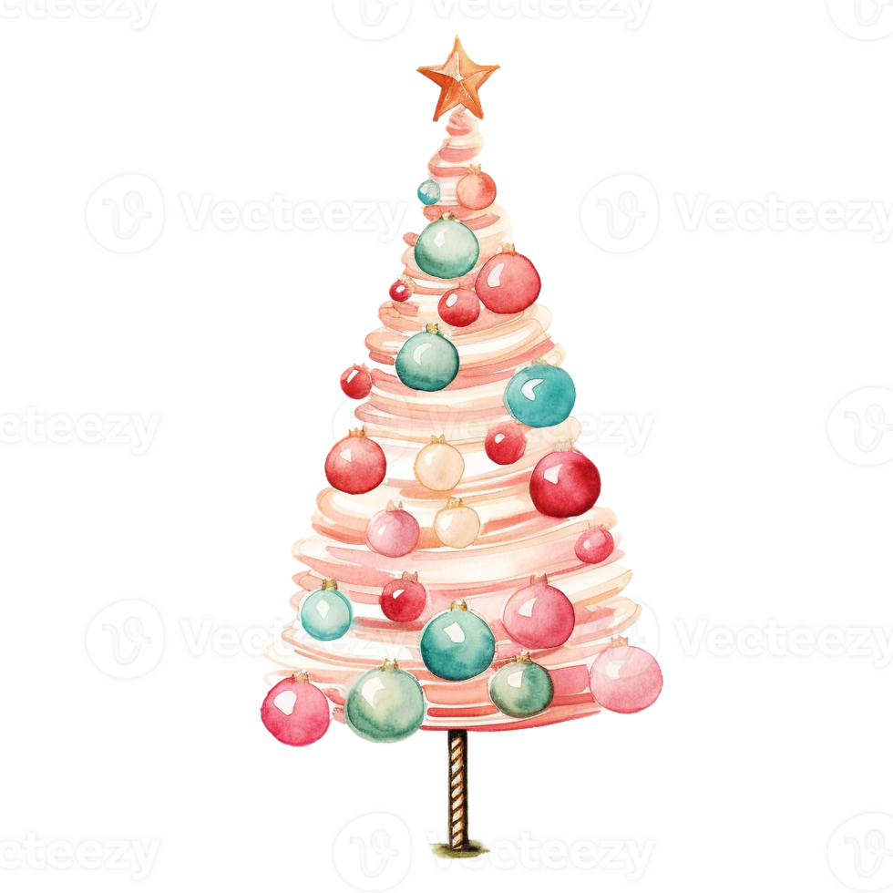Kerstmis boom in stijl waterverf Aan geïsoleerd background.merry Kerstmis en gelukkig nieuw jaar concept.gemaakt met generatief ai technologie. png