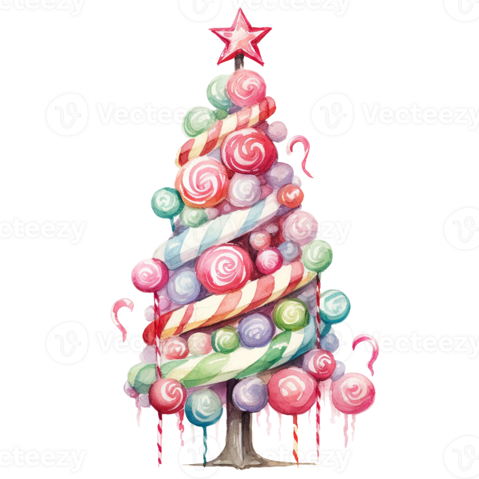 Kerstmis boom in stijl waterverf Aan geïsoleerd background.merry Kerstmis en gelukkig nieuw jaar concept.gemaakt met generatief ai technologie. png