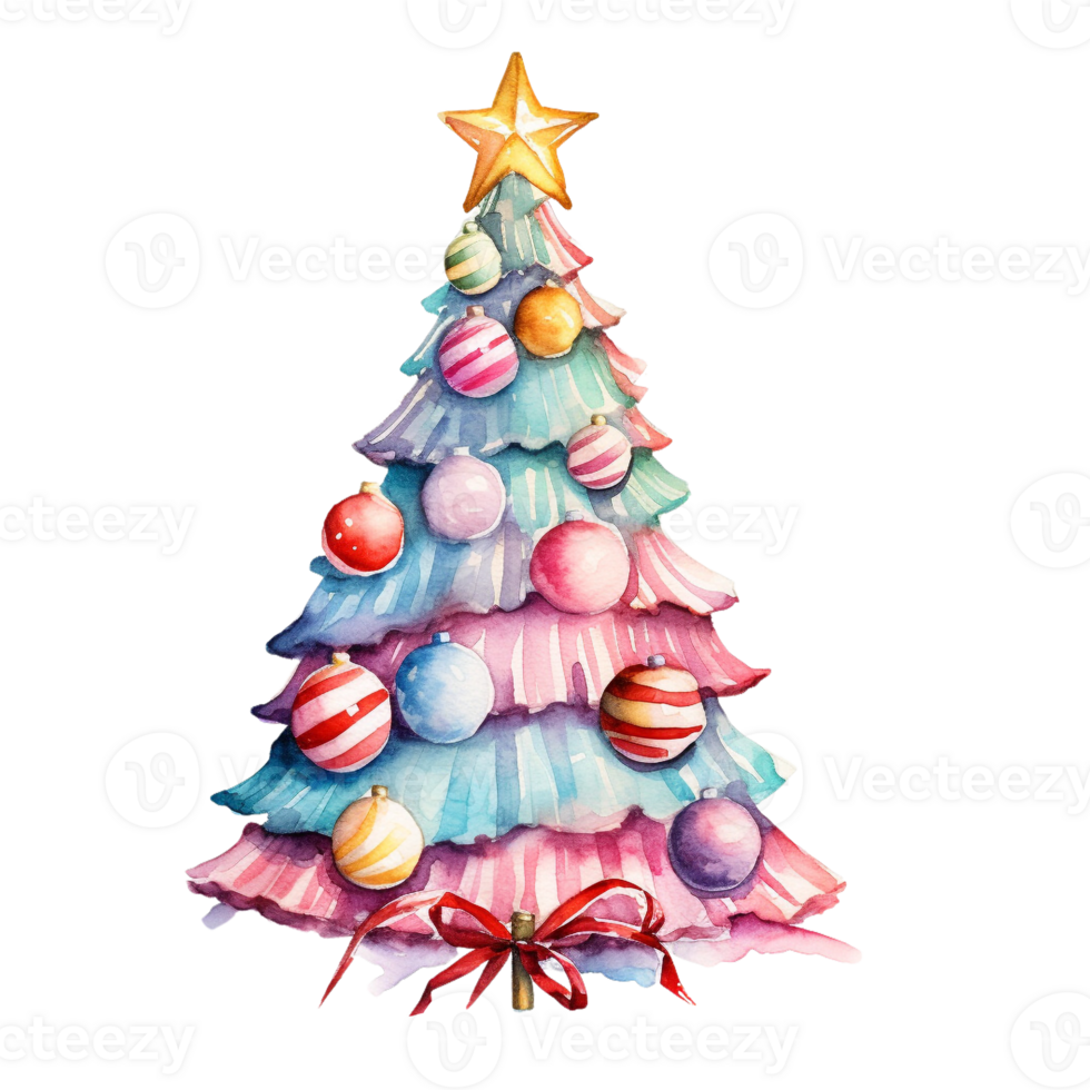 Kerstmis boom in stijl waterverf Aan geïsoleerd background.merry Kerstmis en gelukkig nieuw jaar concept.gemaakt met generatief ai technologie. png