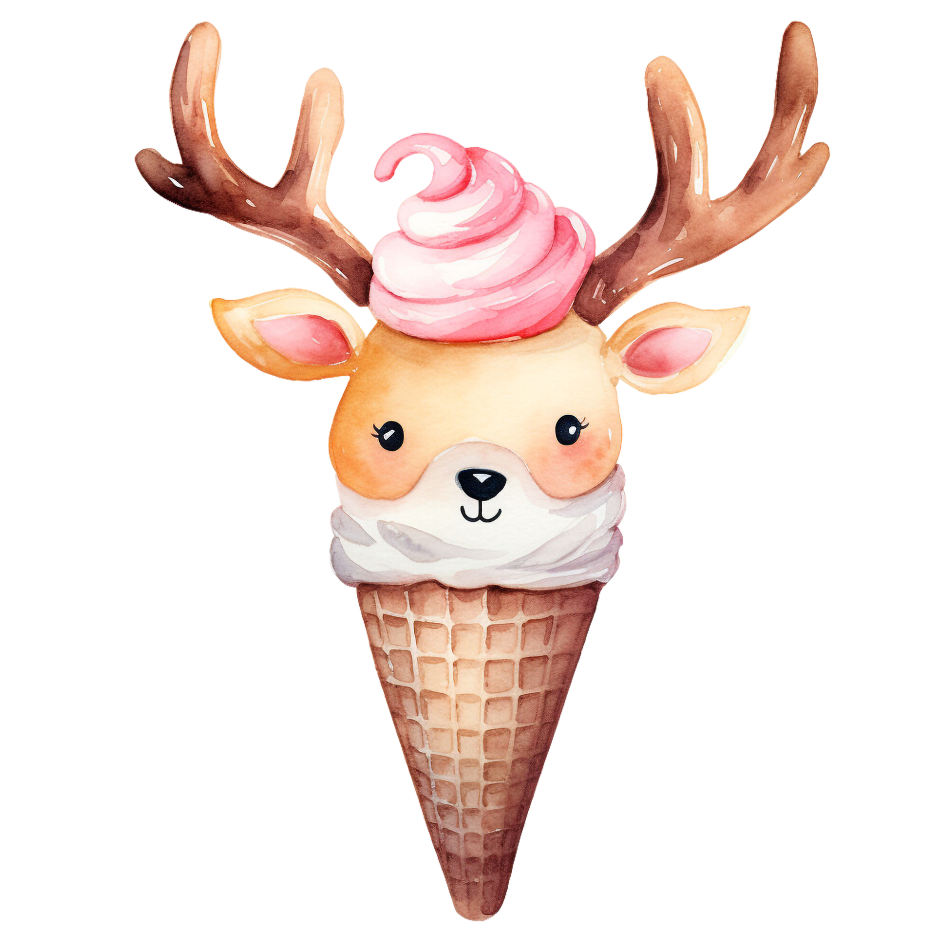 Christmas Ice Cream Cone In Style Watercolor Merry Christmas And Happy New Year Concept Christmas Ice Cream Cone In Style Watercolor Merry Christmas And Happy New Year Concept