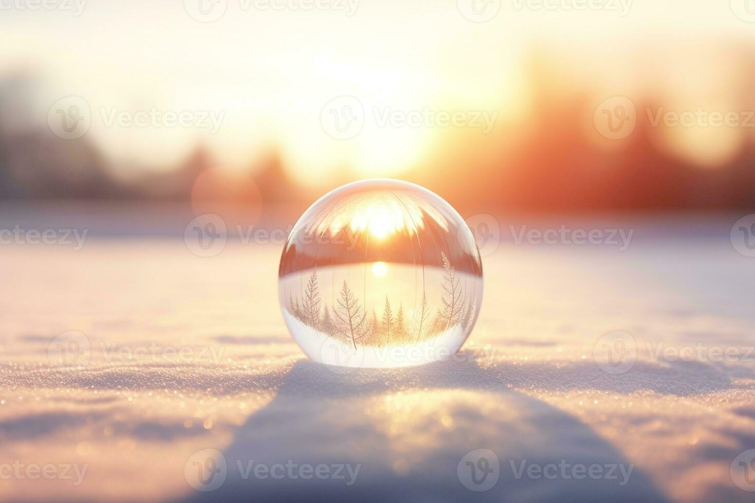 Christmas bauble glass ball on snow.Merry Christmas and Happy new year concept. photo