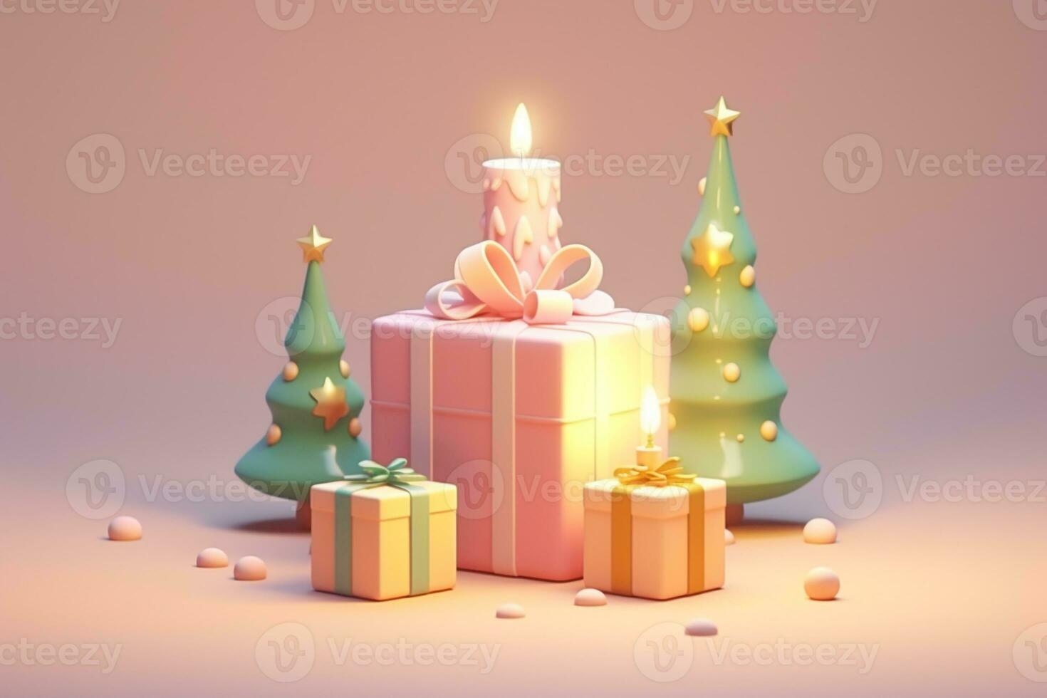 3D cute Christmas tree  background.Merry Christmas and Happy new year concept. photo