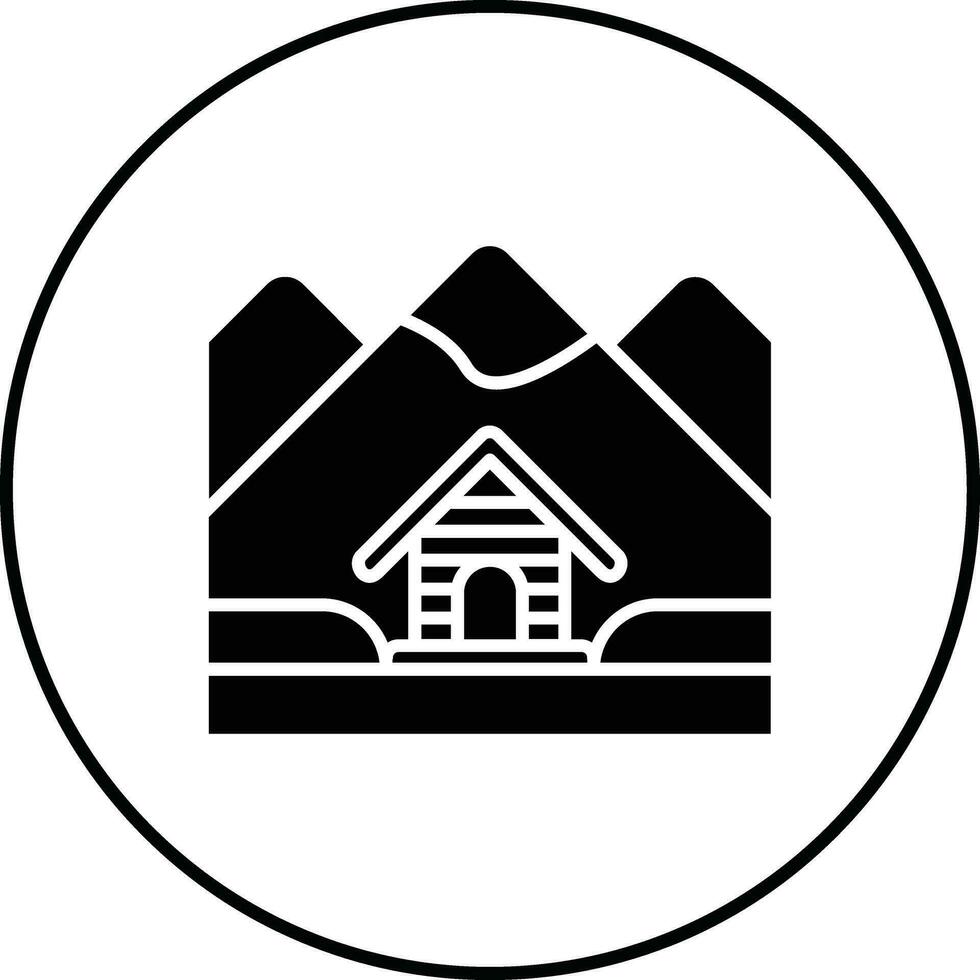 Cabin Landscape Vector Icon