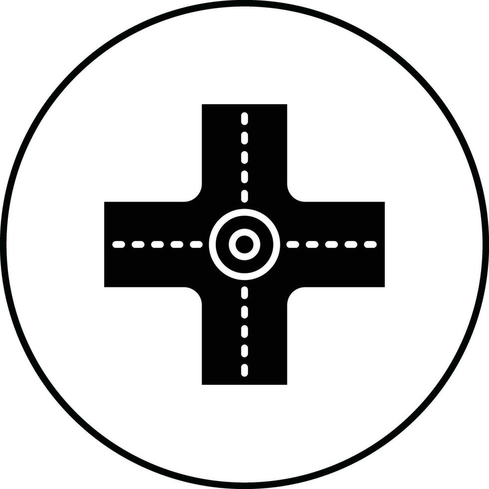 Four Way Intersection Vector Icon