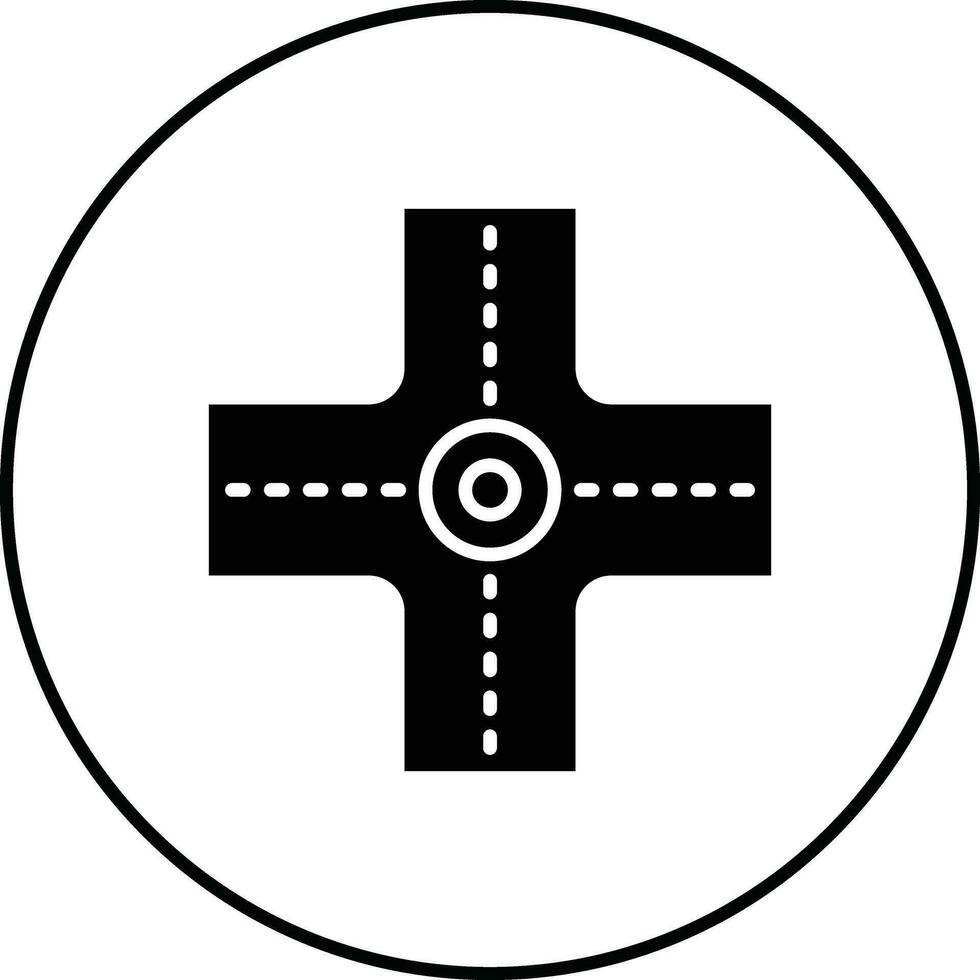 Four Way Intersection Vector Icon